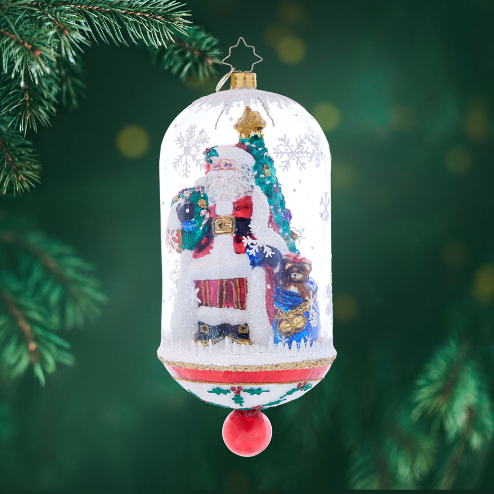 Front image - Holly Holiday Dome Santa - (Holiday scene ornament)