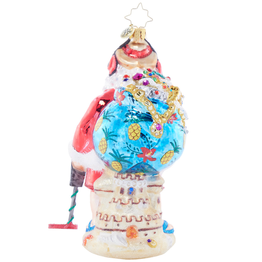 Back image - Seaside Scavenger Santa - (Santa with metal detector ornament)