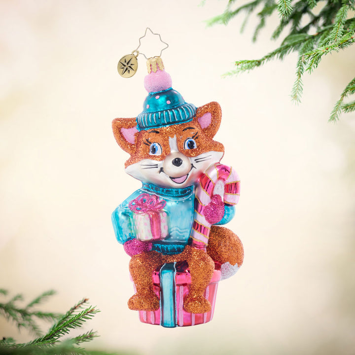 Front image- Sweater Weather Fox- (Fox ornament)