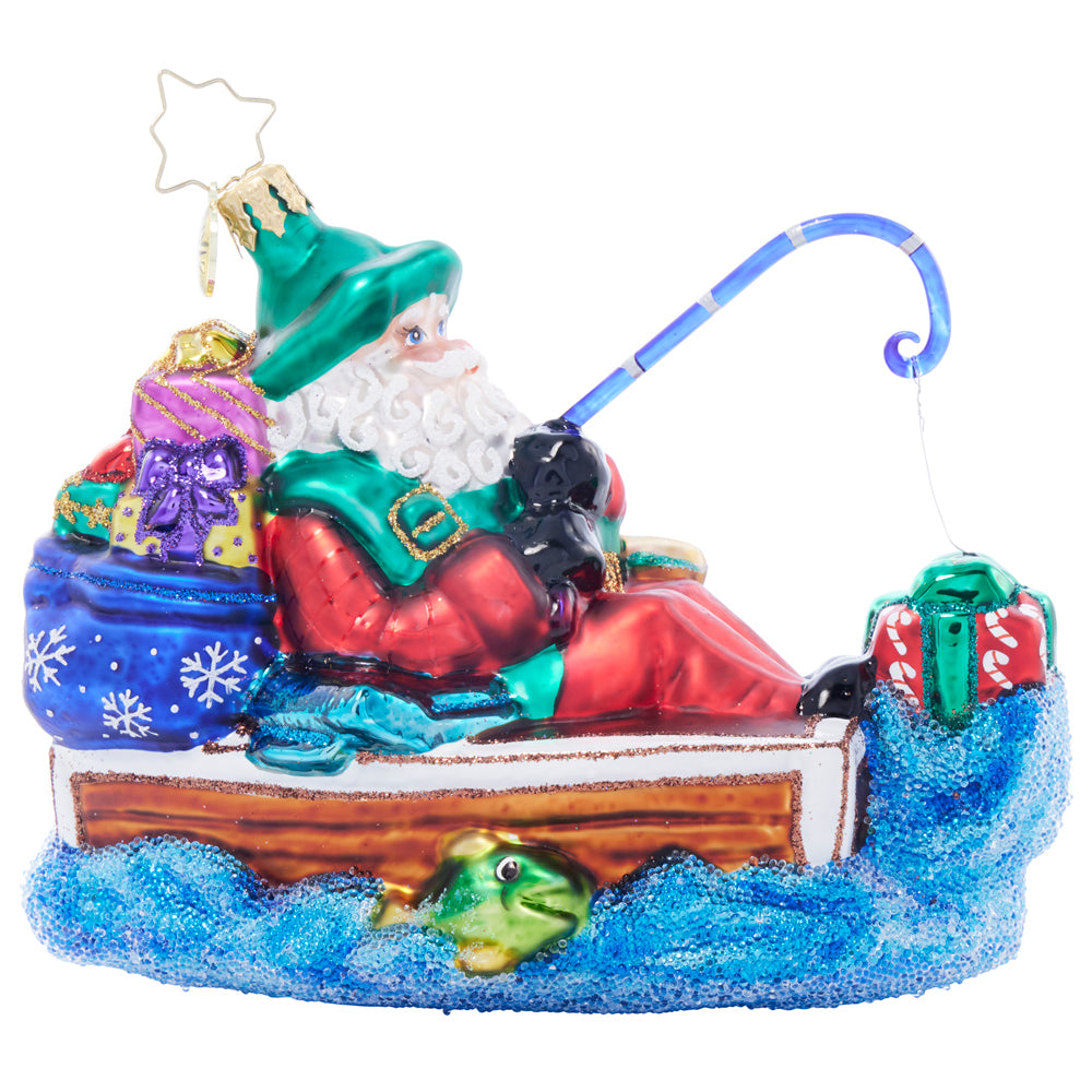 Snow globe “Fishing Santa