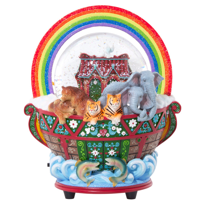 Noah's Ark snow globe with rainbow and doves