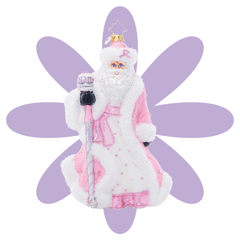 Breast Cancer Charity Ornament - Santa's Pink Promise 