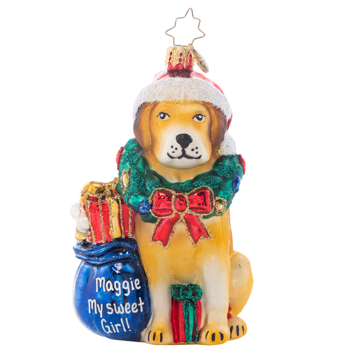 Ornament Description - Noble Yellow Lab: Now you can personalize an ornament for your favorite pup! This yellow lab is ready to celebrate Christmas with the family! Kind and loyal this lab is enthusiastic to play the game fetch and go swimming on this holiday full of fun and family! Note: Please allow up to one month (on top of shipping time) for our elves to personalize your ornament.