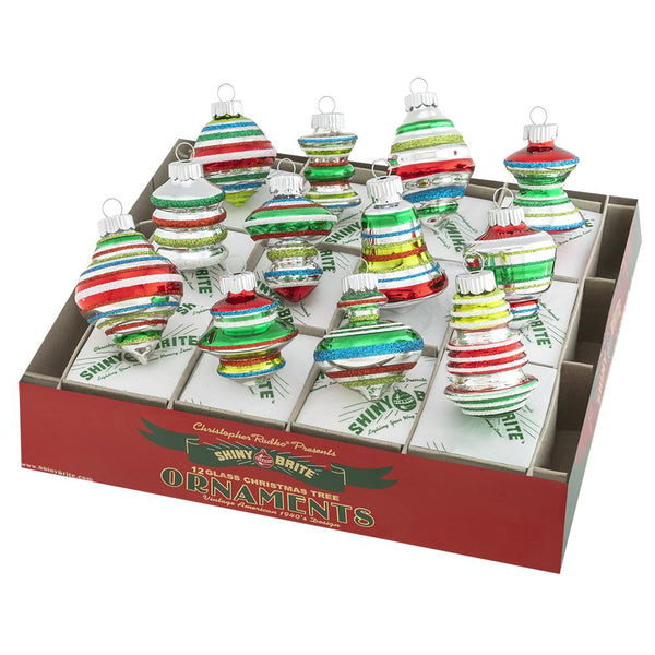 Christopher Radko Company Holiday Splendor Mini Caps W/ Tinsel - 12 Glass  Ornaments 2 Inch, Glass - Shiny Brite Set/12 4026101